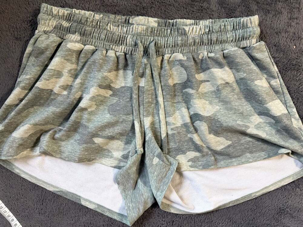 A:glow Maternity Camo French Terry Lounge Shorts